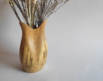 Oak vase, Wooden vase, Dried flower vase, Wooden floral, Decorative, Rustic, Modern, Minimalistic, Contemporary wooden vase, Wood Design