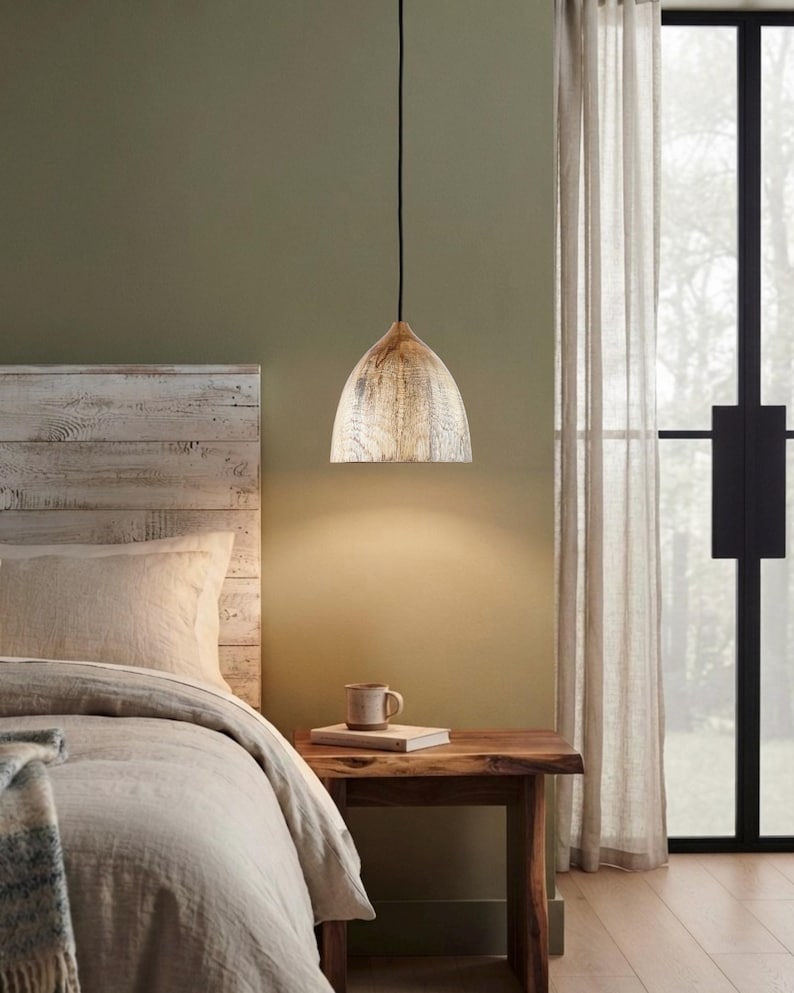 Wooden pendant lights, kitchen island lighting, solid wood light, handcrafted wooden lamp image 4