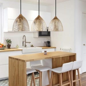 Wooden pendant lights, kitchen island lighting, solid wood light, handcrafted wooden lamp image 2