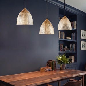 Wooden pendant lights, kitchen island lighting, solid wood light, handcrafted wooden lamp image 7