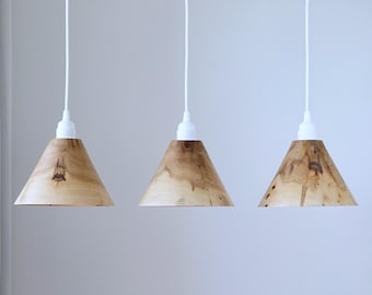 Set of 3 Handmade Wooden Pendant Light: Modern Chandelier For Kitchen Island, Light Fixture