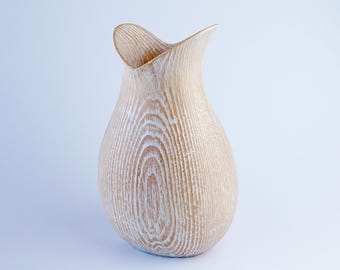 Handmade White Wood Vase: Minimalist Scandinavian Decor, Wooden Home Decor
