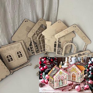 DIY Wooden Christmas House Kit – build, paint & decorate – 50-piece wooden set – limited time discount