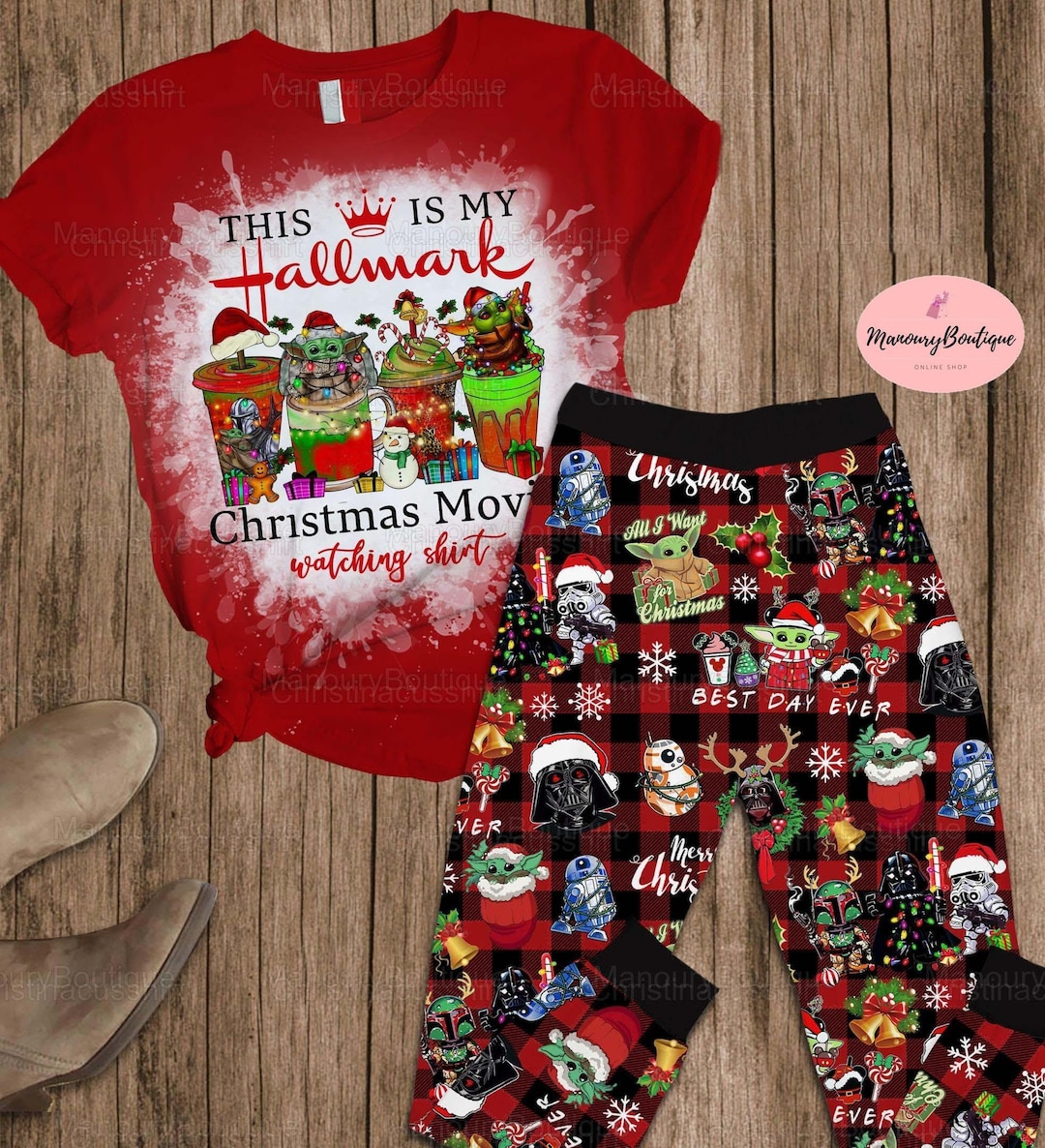 Christmas Baby Yoda Coffee Pajamas Set Baby Yoda Coffee Etsy