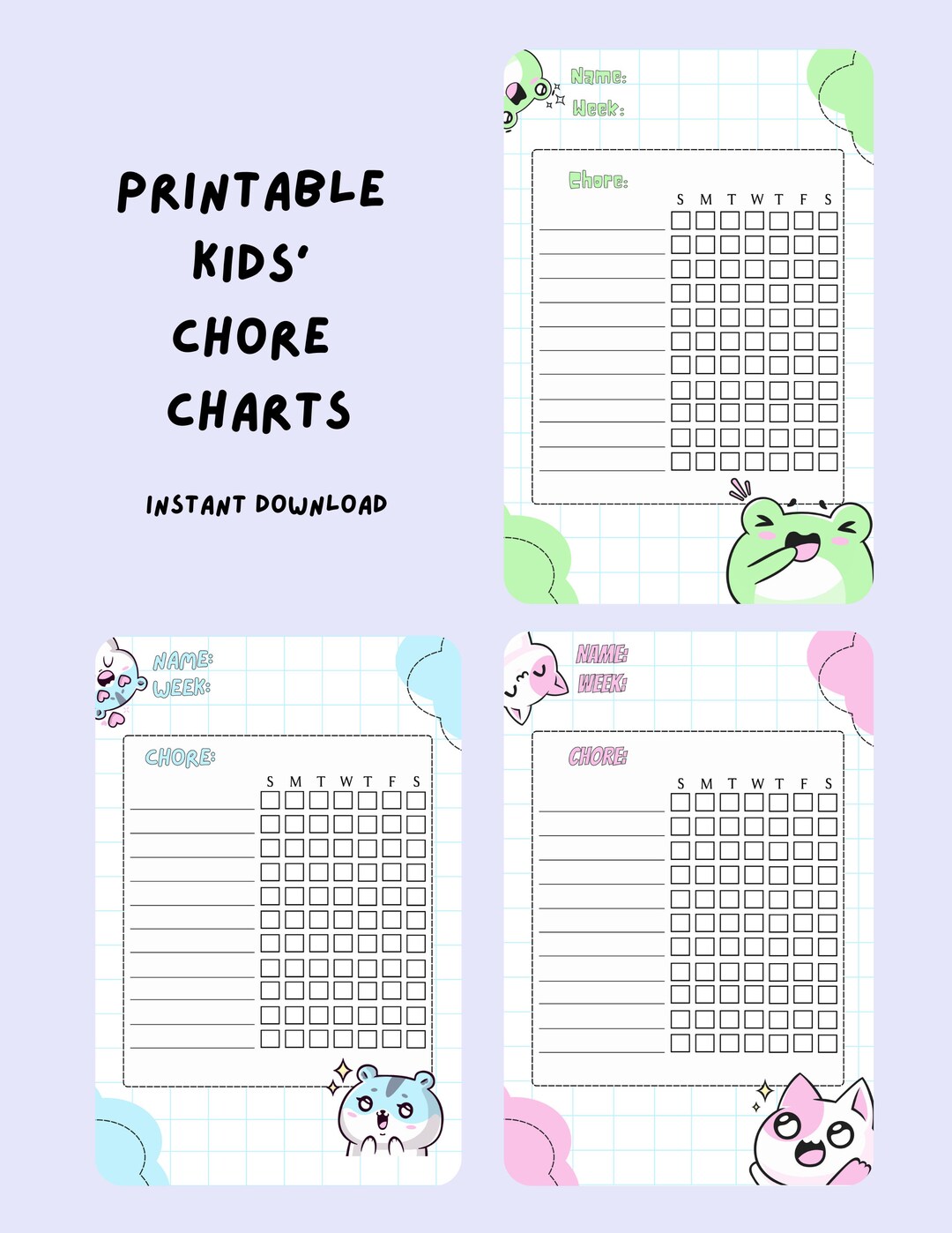 Fun Chore Chart for Kids Chore Chart Printable for Joyful - Etsy