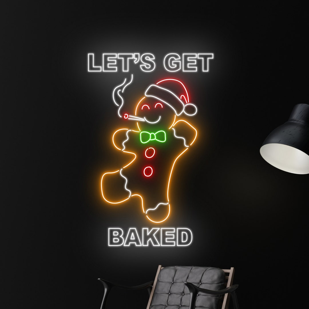 Let's Get Baked Gingerbread Man Neon Sign Gingerbread Etsy UK