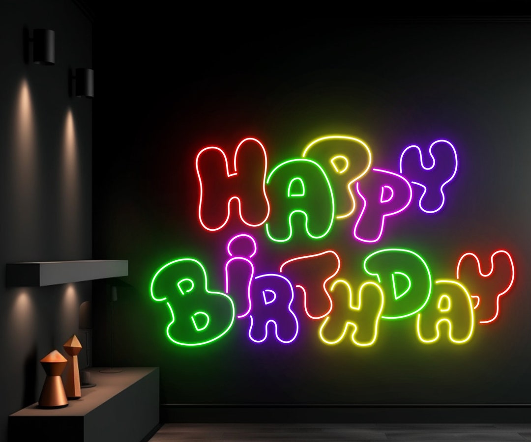 Happy Birthday Neon Sign Happy Birthday Led Sign Custom Etsy