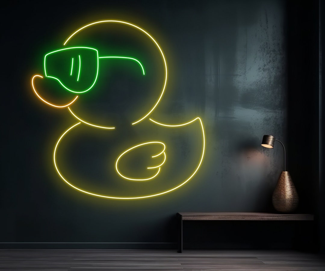 Cool Rubber Duck Neon Sign Cute Duck Wearing Glasses Custom Etsy
