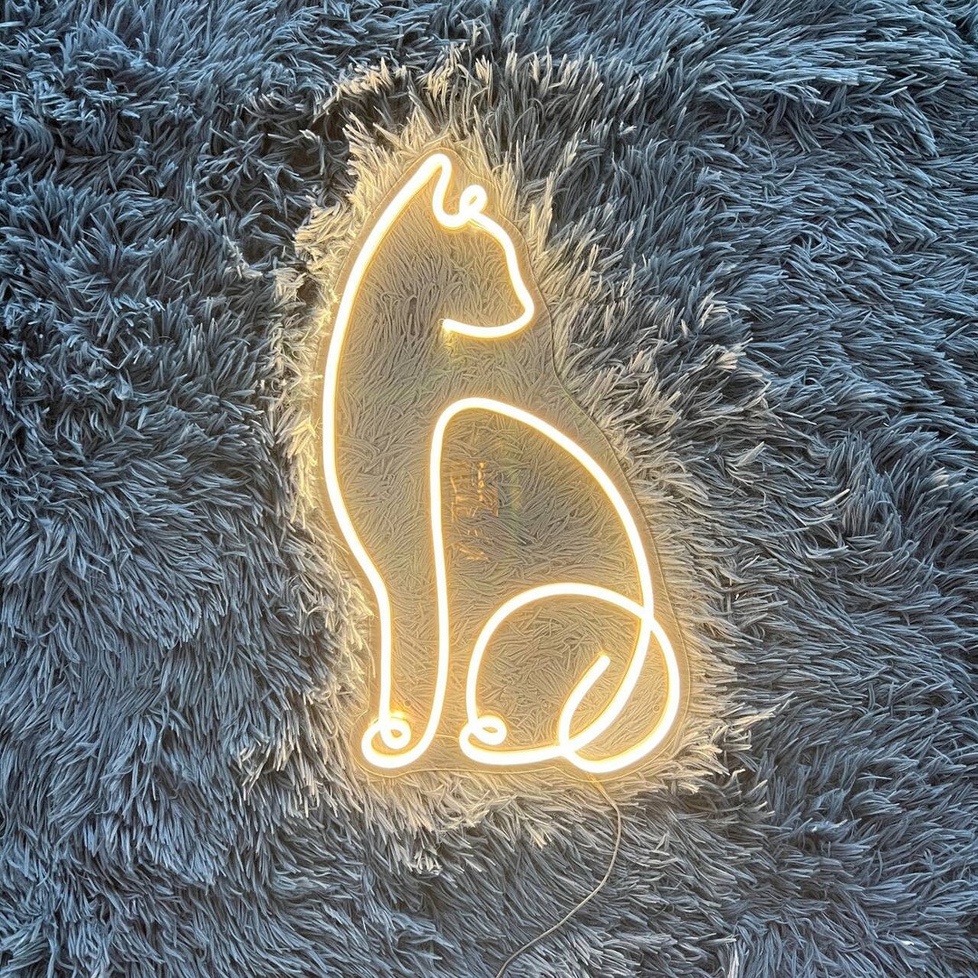 Cat Line Art Neon Sign Cat Line Art Led Sign Animal Lover Etsy