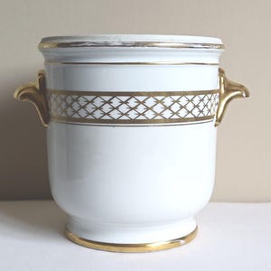 Vintage White and Gold Cache Pot Jardinière