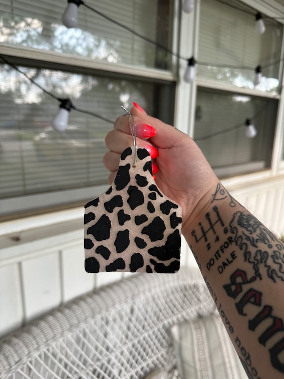 Cowprint Ear Tag Car Freshie | Cowprint Ear Tag Car Freshy | Ear Tag Car Freshy | Freshie | Freshy