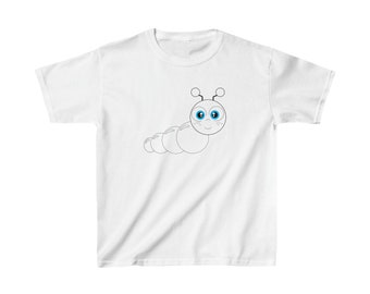 Crytas Caterpillar B+W TShirt, Colourful Cute Cartoon Animals, Funny TShirt, Shirts for kids, Animal TShirt, Cartoon TShirt, Gift for kids