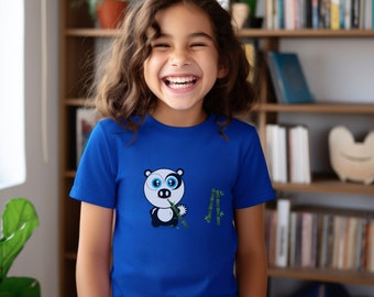 Crytas hungriges Panda-T-Shirt, bunte niedliche Karikatur-Tiere, lustiges T-Shirt, Shirts für Kinder, Tier-T-Shirt, Karikatur-T-Shirt, Geschenk für Kinder