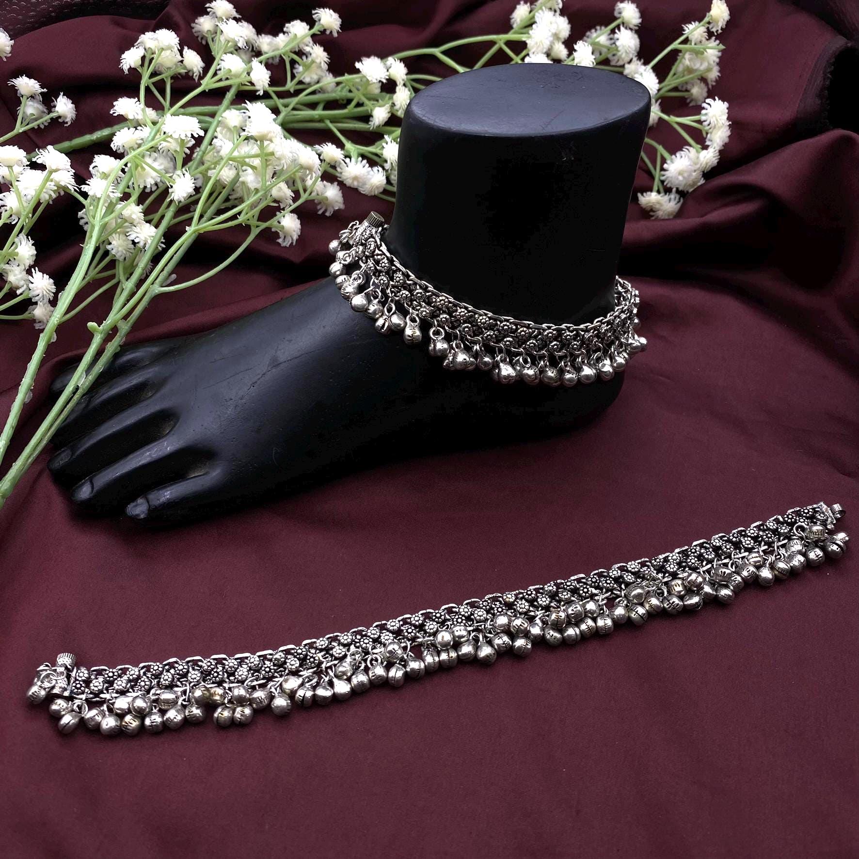 Oxidized Silver Anklet With Ghungroo Bells | Indian Payal | Statement ...