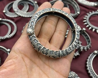 Oxidized Silver Kada Bangle Set: Ethnic Indian Tribal Jewelry - Etsy