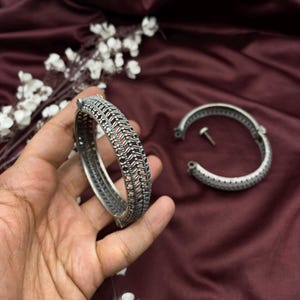Indian Oxidized Silver Screw Kada Bangles | Antique Tribal Openable Bracelet | Ethnic Indian Jewelry for Women | Gifts for her