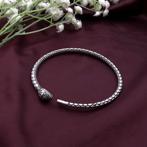 Antique Silver Oxidized Black-Polished Engraved Snake Armlet – Bold, Adjustable Brass Cuff by Quirky Fashions