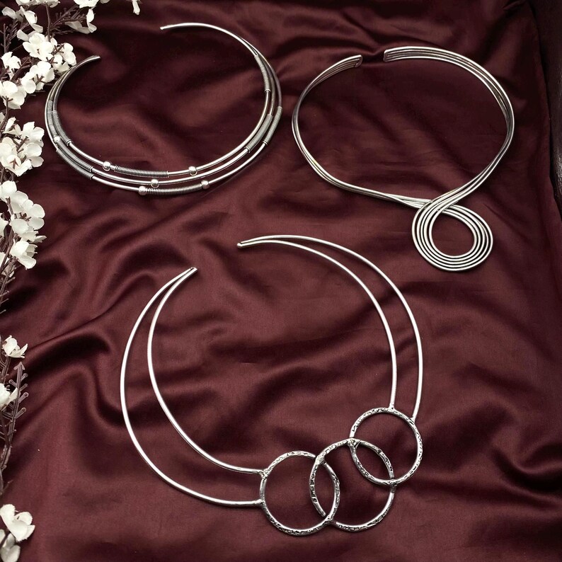 Tribal Silver Hasuli Neck Cuff: Handmade Minimalist Collar - Etsy