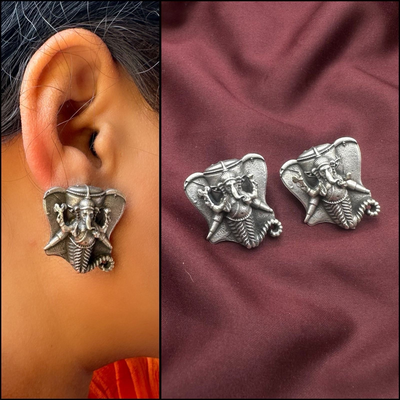 Ganesh Ganpati Bappa Indian God Oxidised Silver Jewelry Studs Earrings for Women Temple Jewelry Marathi Earrings Etsy Australia