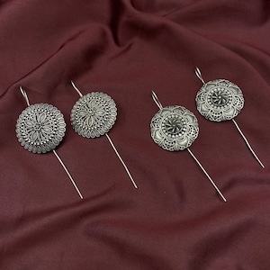 Quirky Fashions Pin Bugadi piercing earrings ear cuff Floral design | German silver Oxidised jewellery| Needle Bugadi