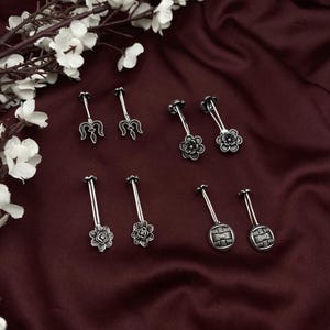 Floral & Geometric Bugadi Earrings | Upper Ear Oxidized Jewelry Set | Pack of 2 or 4