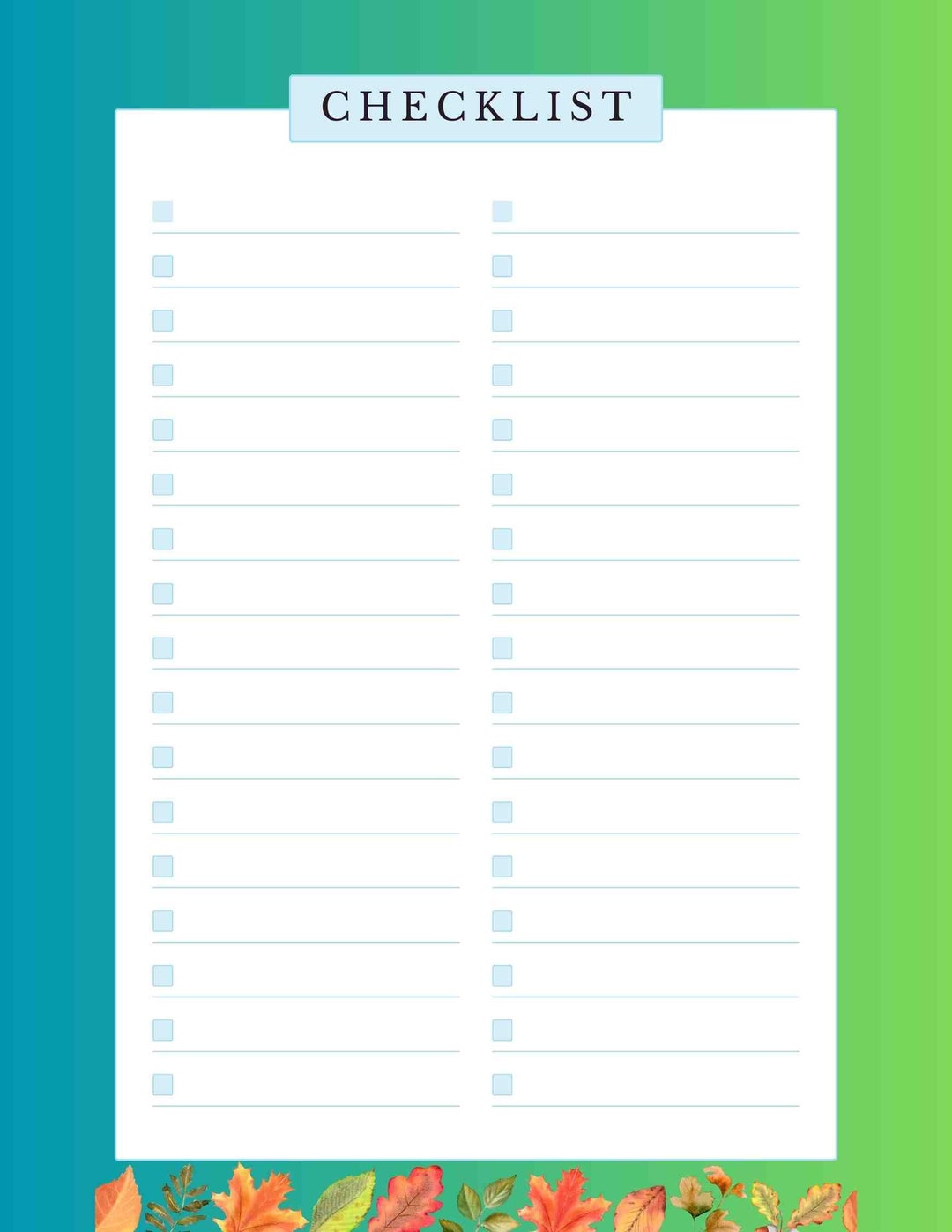 Fall Checklist Header Checklist, Fall Design - Etsy
