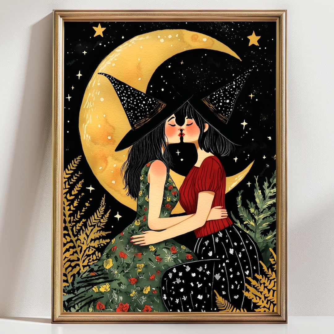 lesbian-witch-art-print-moon-goddess-illustration-queer-witch-wall