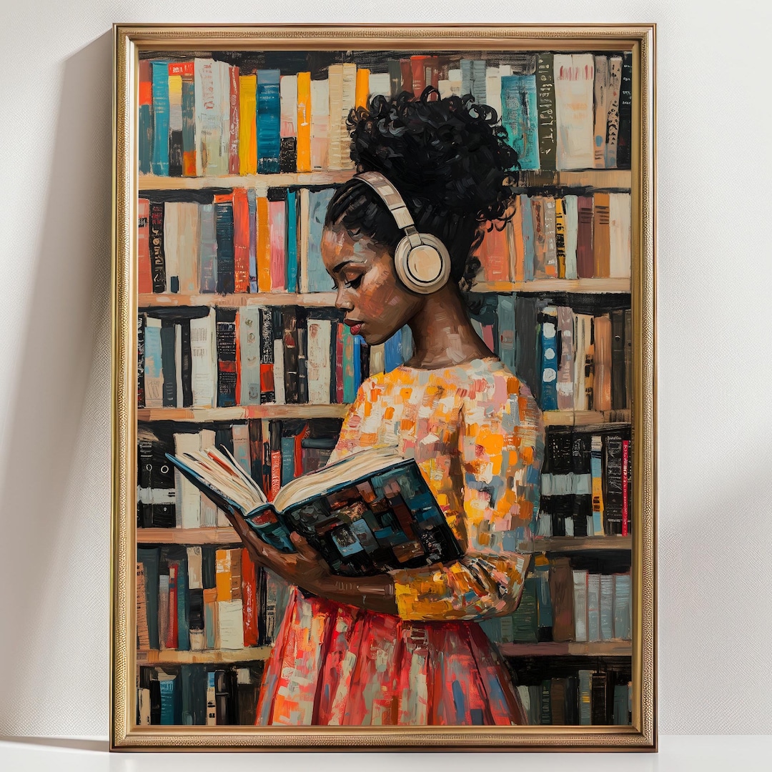 Black Girl Reading Wall Art Print, Book Lover Gift, African American ...