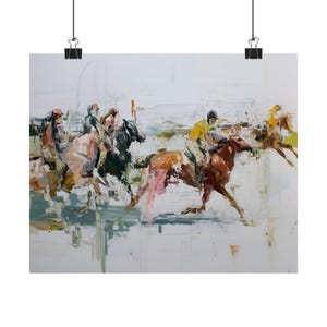 Horse Racing Art Print – Abstract Equestrian Painting, Dynamic Horse Wall Art, Modern Sports Artwork for Home or Office image 5