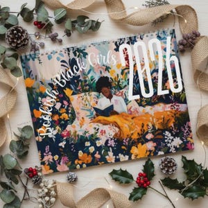 Calendario de pared 2026 para chicas afroamericanas lectoras: arte de lectura. Regalo literario, mágico y acogedor para amantes de la lectura.