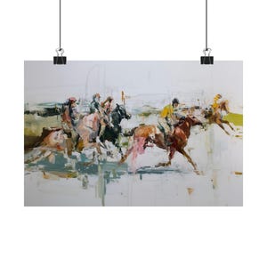 Horse Racing Art Print – Abstract Equestrian Painting, Dynamic Horse Wall Art, Modern Sports Artwork for Home or Office image 6