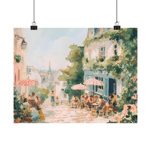 Paris Street Café Art Print – Romantic French Cityscape Painting, Vintage Paris Wall Art Impressionist Travel Decor Montmartre Scene Artwork image 7