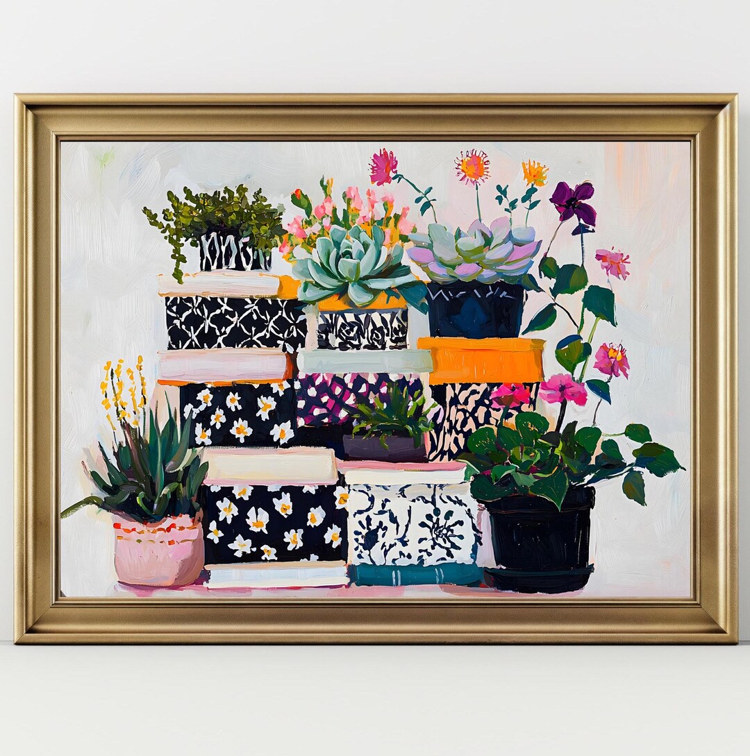 Botanical Plant Wall Art Print, Colorful Succulent Poster, Modern Home ...