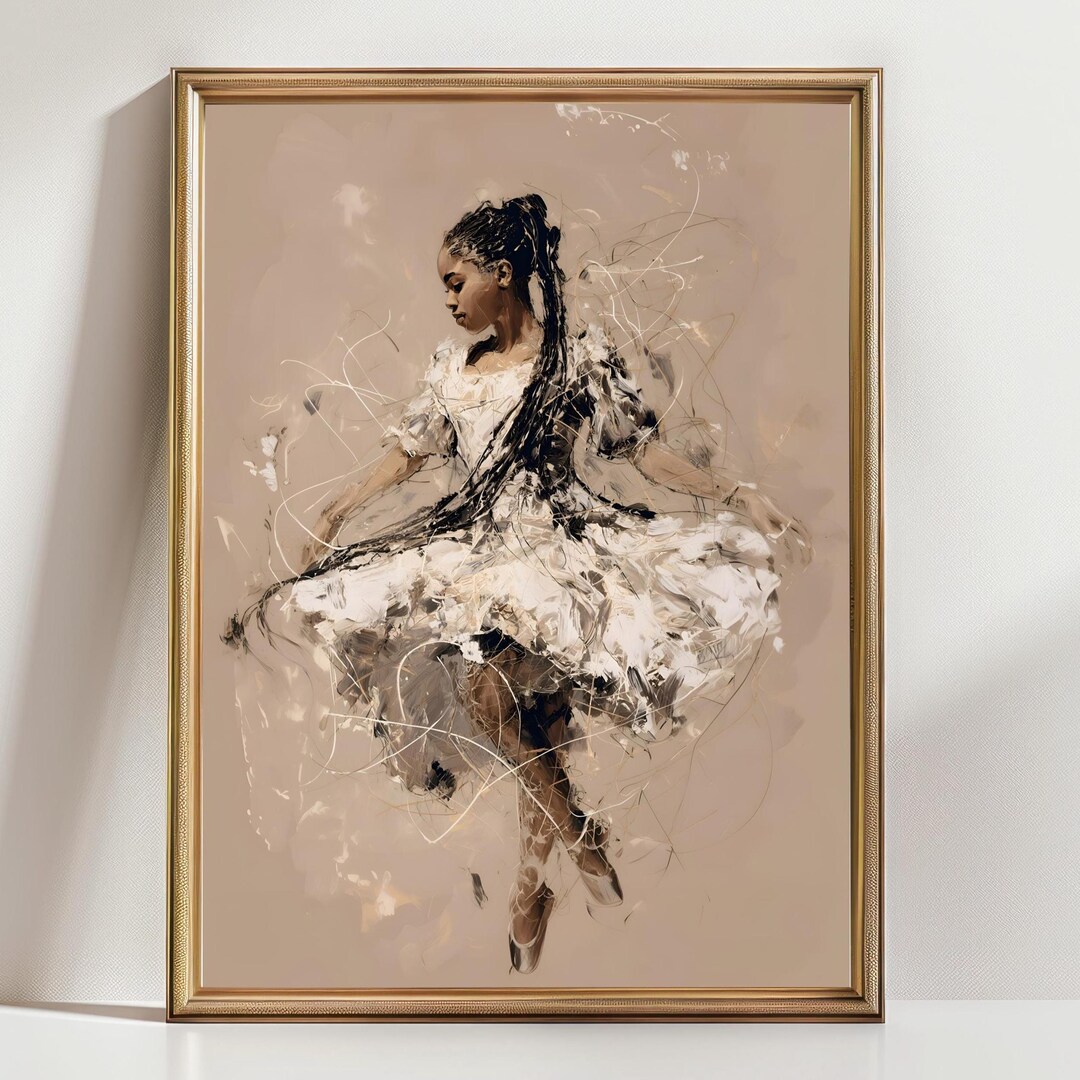 Black Ballerina Wall Art Print, Elegant African American Ballet Dancer ...