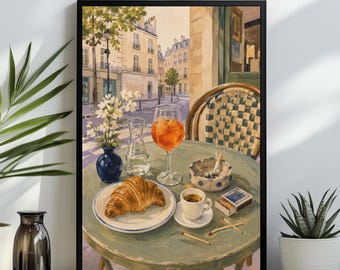 Lámina con diseño de terraza de café parisino | Arte mural francés