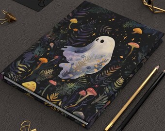 Whimsical Ghost Hardcover Journal, Perfect for Halloween, Spooky Season, Note-taking, Gift for Writers, Diary, Planner