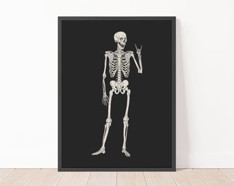 Squelette imprimable | décor d'Halloween tendance | art mural d’Halloween | impression numérique | art mural minimal | impression d’Halloween | Collectif TBH