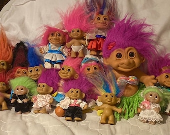 Huge Collection Vintage Troll Dolls (1980s, Russ & Dam): Rare, Sought After, HTF, VGC