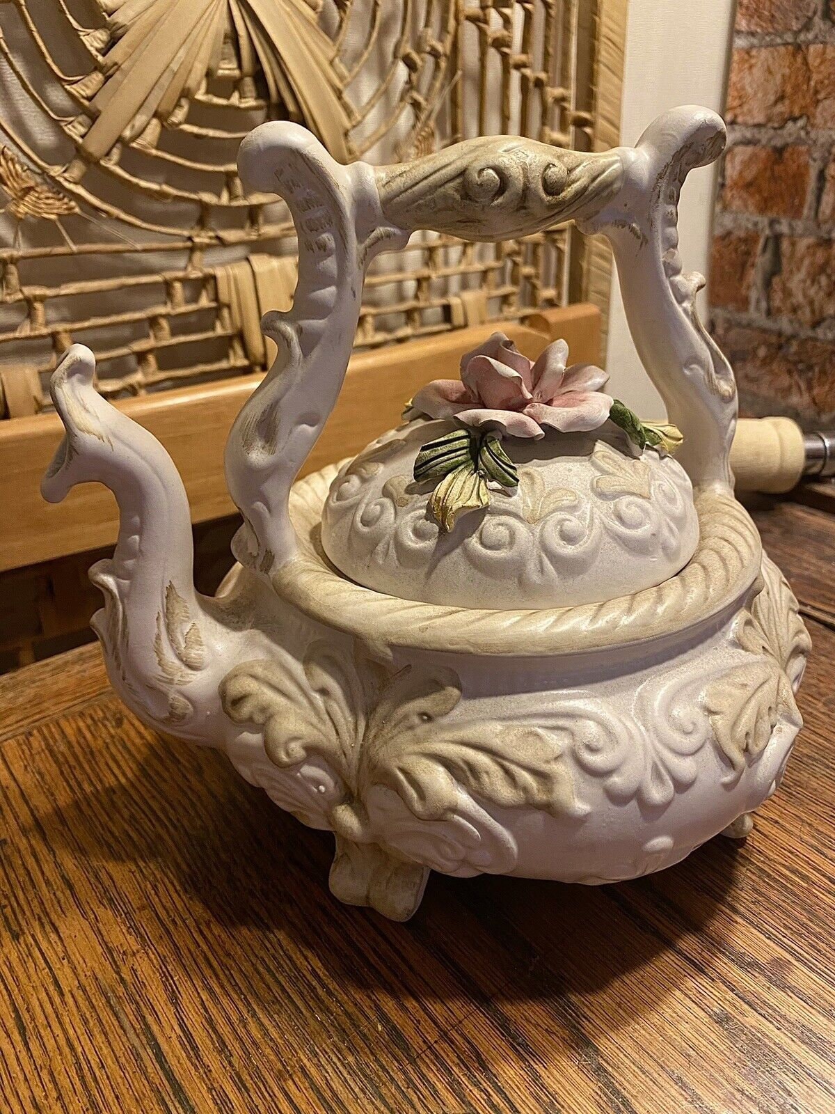 Vintage Porcelain Capodimonte Rose Teapot (collector's Piece Vintage Porcelain Capodimonte Rose Teapot (collector's Piece