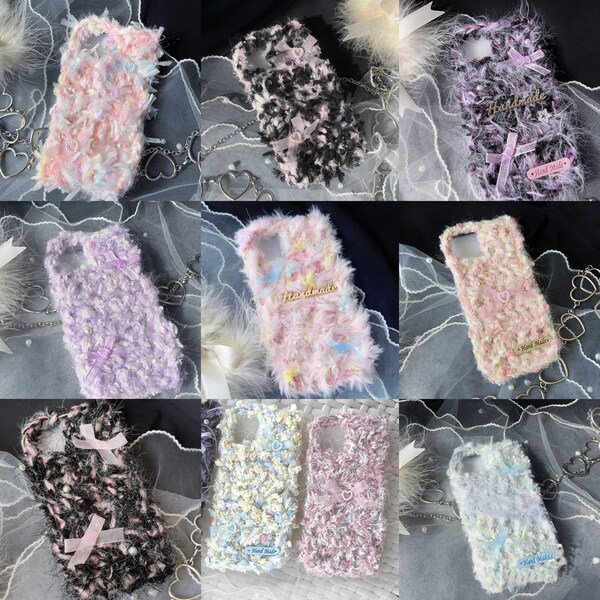 Multi-color customizable phone cases for  iPhone 14 12 13 Pro Max Cell Phone Case, Hand Mixed Thread Handmade Phone Case