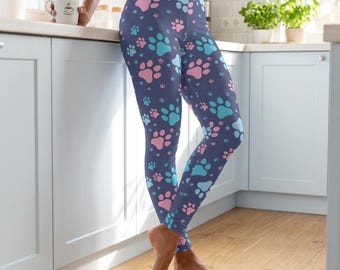 Women's Pet Dog or Cat Paw Print Leggings, Activewear, Loungewear