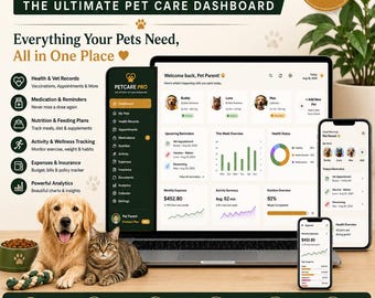 Aplicación para planificar el cuidado de mascotas, gestionar el historial médico de varias mascotas y controlar la vacunación y la medicación.