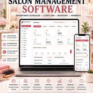 Salon Management Software, Appointment Scheduler, Client CRM, Inventory (Offline)