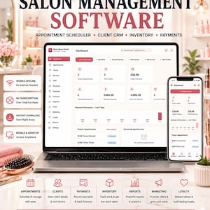 Salon Management Software, Beauty Salon App, Appointment Scheduler, Client CRM, Inventory & Payment Tracker, Offline Business
