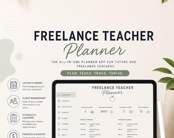 Freelance Teacher Planner App | Tutor Management, Lessons, Attendance, Payments & Student Tracker | Offline HTML