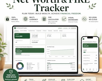 Net Worth Tracker, FIRE Calculator, Financial Independence Planner, Savings Tracker, Offline Finance Web App