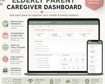 Elderly Caregiver Dashboard | Offline Planner, Medication Tracker, Health Records