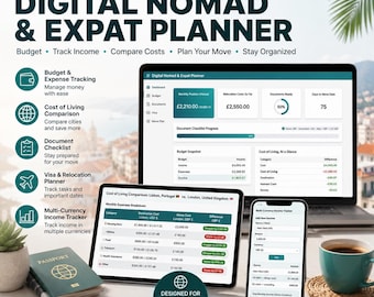 Digital Nomad Budget Planner | Expat Relocation & Multi-Currency Tracker | Offline HTML App No Login