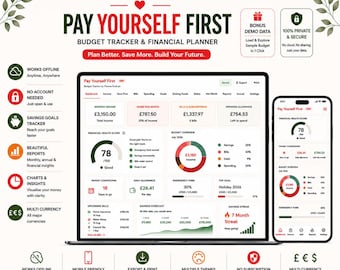 Personal Finance Dashboard | Offline Budget Planner, Savings Tracker (HTML App)