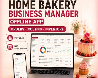 Home Bakery Business Manager App, Cake Order Tracker, Recipe Costing (HTML)